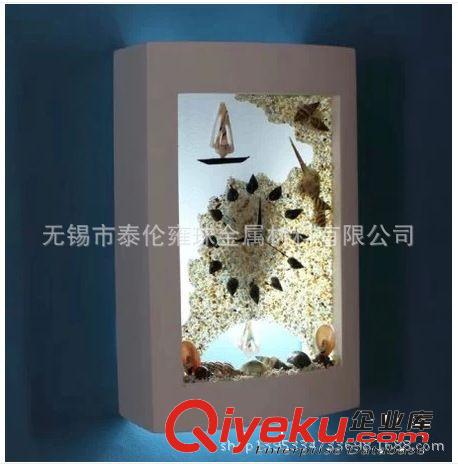 供應現代簡約 床頭大廳木藝 海洋創(chuàng)意粘花石膏時鐘 壁燈