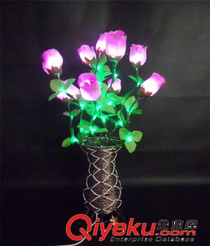 LED編制花瓶落地?zé)?創(chuàng)意工藝燈擺件 LED仿真玫瑰花燈