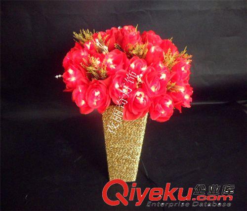 供應(yīng)LED玫瑰仿真花燈  臺(tái)燈  情人節(jié)禮物  LED花盆燈 盆景燈