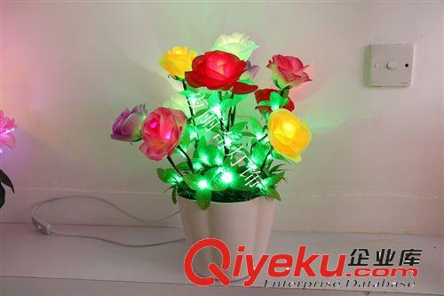 廠家直銷LED帶葉玫瑰樹燈 田園裝飾燈 LED花盆燈 LED盆景燈