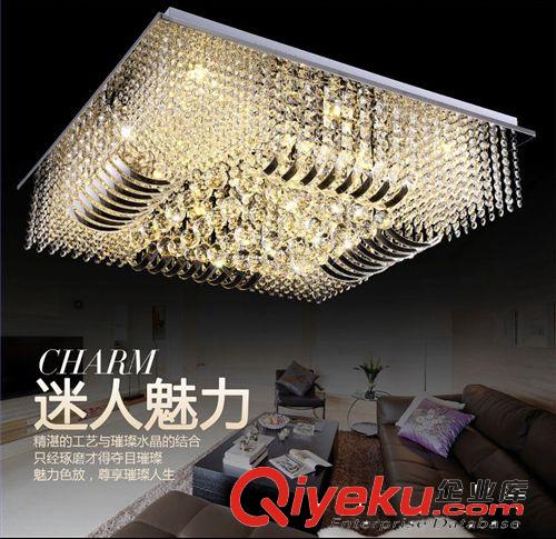 客廳水晶燈 新品led方形水晶燈奢華現代餐廳吸頂燈遙控臥室燈8192原始圖片2