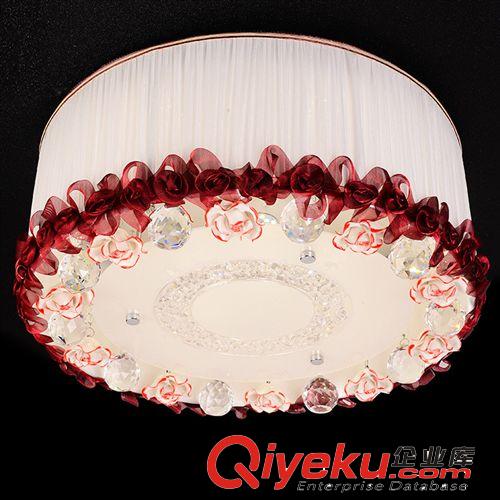現(xiàn)代簡(jiǎn)約臥室吸頂燈 溫馨浪漫LED水晶燈布藝手工臥室燈具8084-7