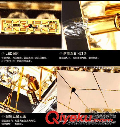 金色長方形客廳水晶燈 熱銷歐式現代LED客廳餐廳臥室燈具低價批發原始圖片3