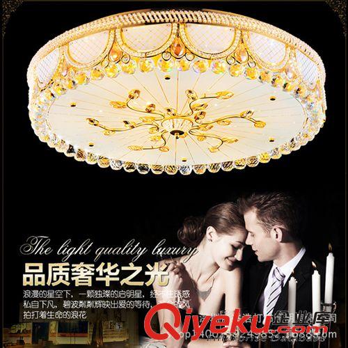 奢華gd金色水晶燈客廳燈酒店大堂會(huì)議圓形燈led吸頂臥室燈具