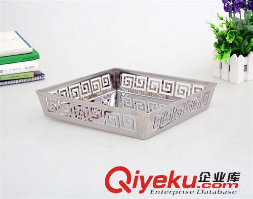現(xiàn)代簡約實用鏤空回紋不銹鋼水果盤創(chuàng)意擺件 餐具裝飾工藝品批發(fā)