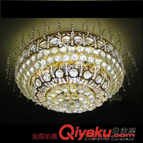 金黃色水晶燈 居家客廳 臥室吸頂燈圓形 電動旋轉(zhuǎn)燈具七彩LED燈飾原始圖片2