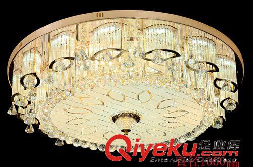 傳統(tǒng)金黃色水晶燈 居家餐廳 臥室客廳吸頂燈圓形 LED燈創(chuàng)意新款燈原始圖片3