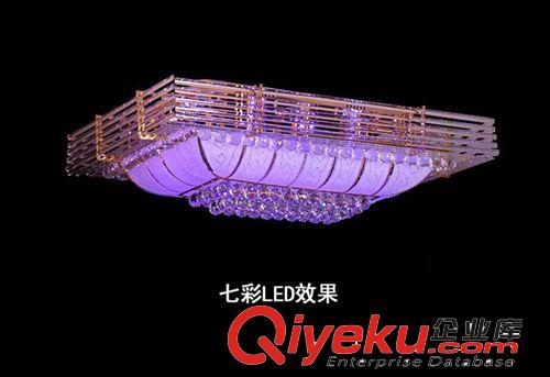 金黃色長方形水晶燈居家酒店大廳餐廳臥室客廳吸頂燈七彩LED燈飾原始圖片2