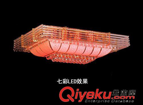 金黃色長方形水晶燈居家酒店大廳餐廳臥室客廳吸頂燈七彩LED燈飾原始圖片3