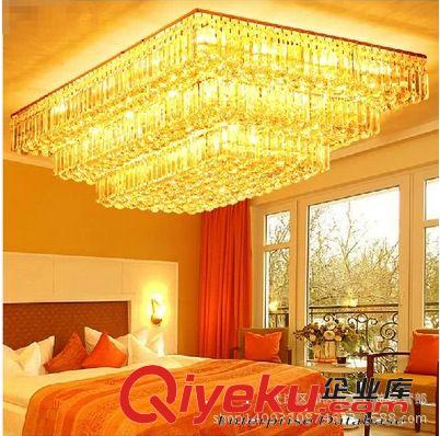led金色水晶燈 大氣正長方形客廳臥室餐廳吸頂燈80cm1 1.2 1.5米