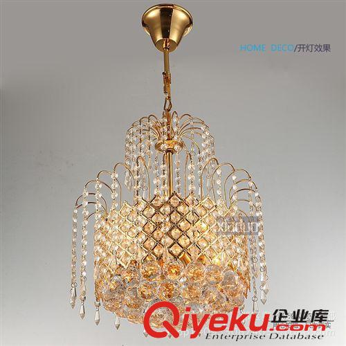 LED金色水晶燈 現代餐廳吊燈 飯廳臥室燈直徑50CM 燈具燈飾