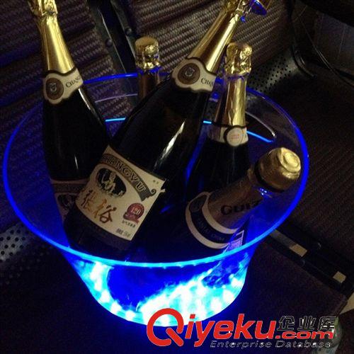 LED酒吧大號斜口七彩充電透明香檳桶啤酒桶 摔不破發光LED冰桶