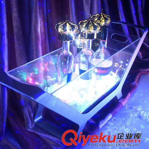 新款LED充電七彩發光紅酒香檳船 12只香檳裝不銹鋼透明香檳桶