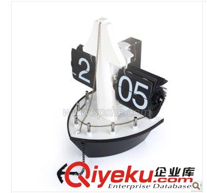 創(chuàng)意鐘表 自動(dòng)翻頁鐘 時(shí)尚復(fù)古 輪船座鐘 掛鐘原始圖片2