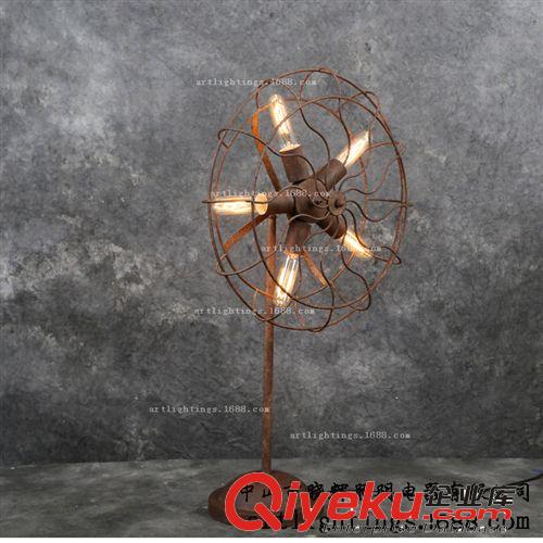 Loft美式鄉村復古工業風創意鐵藝電風扇臺燈 愛迪生裝飾燈原始圖片2