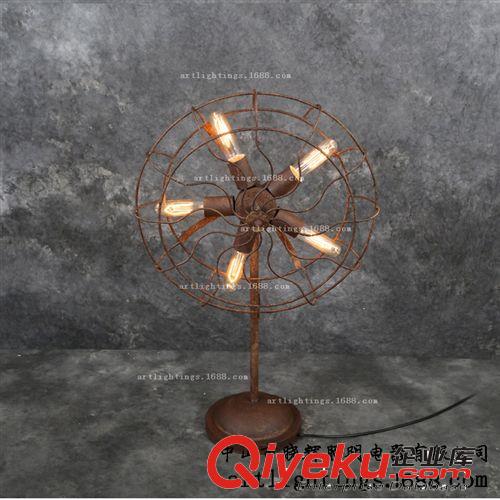 Loft美式鄉村復古工業風創意鐵藝電風扇臺燈 愛迪生裝飾燈原始圖片3