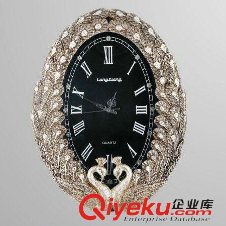 歐式gd復(fù)古雙孔雀掛鐘時(shí)尚創(chuàng)意藝術(shù)鑲鉆客廳壁鐘創(chuàng)意鐘表掛鐘原始圖片3
