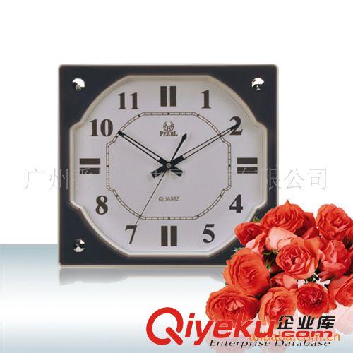 明珠星掛鐘批發時尚藝術掛鐘掃秒靜音正方形石英塑料掛鐘PW187原始圖片2