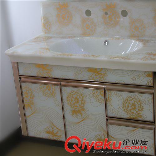 蕭山廠家直銷衛(wèi)生間洗臉柜吊式高檔牡丹花PVC浴柜原始圖片2