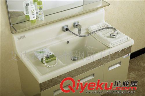廠家直營新款玉石盆大理石臺(tái)面不銹鋼浴室柜帶LED鏡燈 燈冒 鏡柜原始圖片2