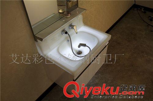 廠家直營(yíng)新款玉石盆大理石臺(tái)面不銹鋼浴室柜帶LED鏡燈 燈冒 鏡柜原始圖片2