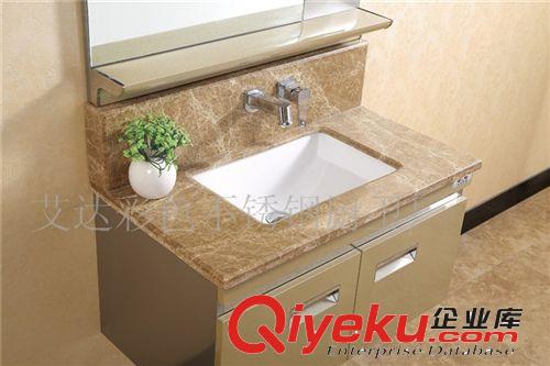 廠家直營新款玉石盆大理石臺面不銹鋼浴室柜帶LED鏡燈 燈冒 鏡柜原始圖片2