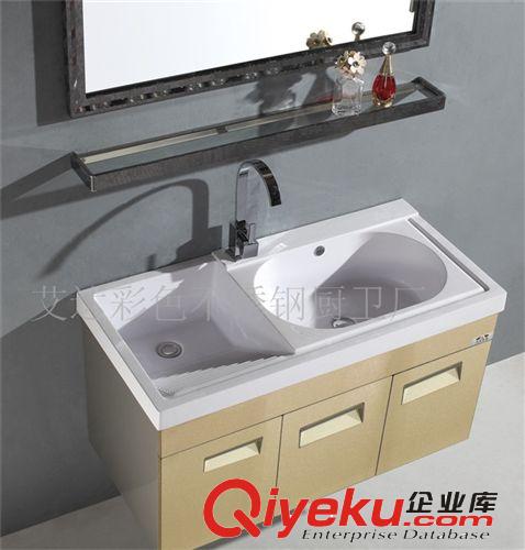 廠家直營新款玉石盆大理石臺面不銹鋼浴室柜帶LED鏡燈 燈冒 鏡柜原始圖片2