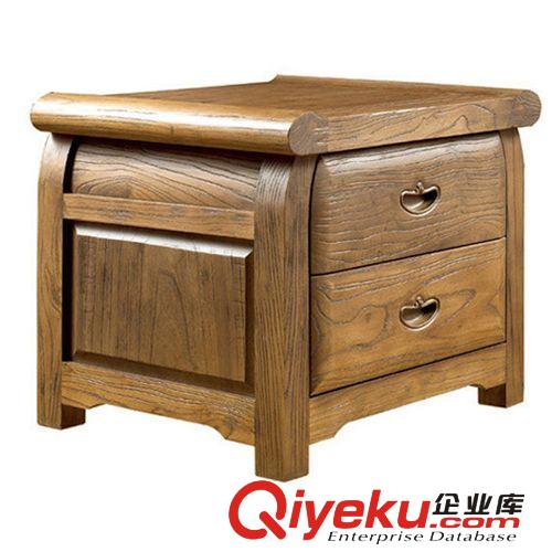 【韓國品牌】臥室實(shí)木家具榆木床頭柜 兩抽屜邊柜 韓式原單柜子原始圖片2