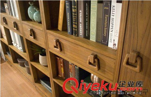 韓式老榆木書柜 抽屜儲物柜 實木組合書架董架書櫥陳列展示柜子原始圖片3