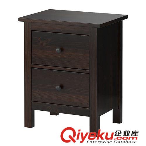 宜家家具漢尼斯兩斗抽屜純實(shí)木儲(chǔ)物收納柜松木床頭柜簡(jiǎn)約小柜子原始圖片3