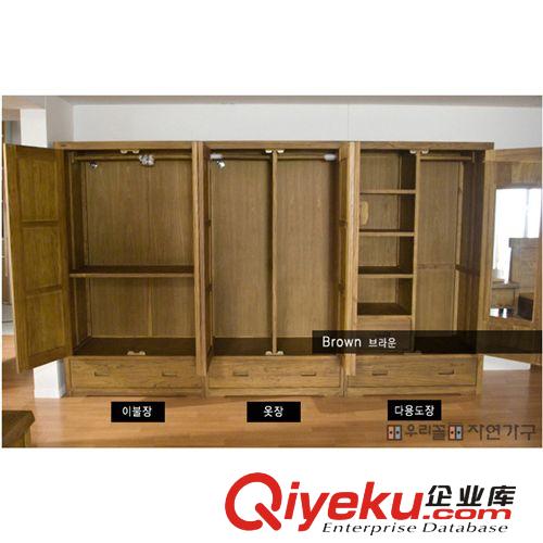 韓國zp 榆木衣柜 實木臥室家具 二門四門六門韓式宜家組合衣櫥原始圖片2