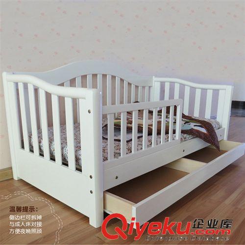 新品兒童床 zz新西蘭松木嬰兒床 白色寶寶床 實(shí)木環(huán)保BB床原始圖片2