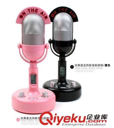 古典麥克風(fēng)收音機(jī) AM/FM 帶時(shí)鐘顯示 鬧鈴功能原始圖片2