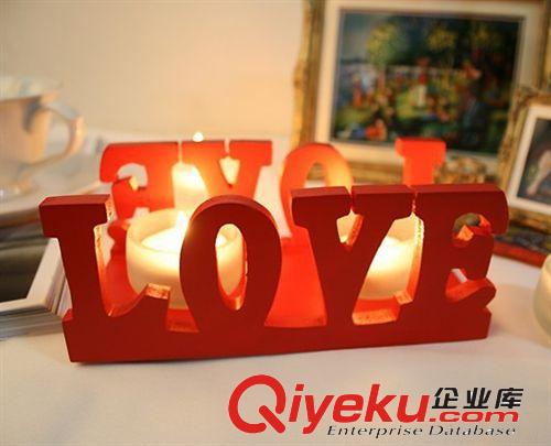 歐式愛心蠟燭 浪漫燭燈情人節禮物 婚慶擺件 LOVE婚慶裝飾蠟燭臺原始圖片2