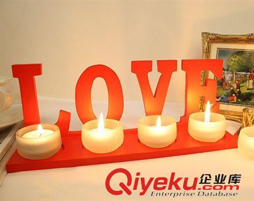 歐式愛心蠟燭 浪漫燭燈情人節(jié)禮物 婚慶擺件 LOVE裝飾4P蠟燭臺原始圖片2