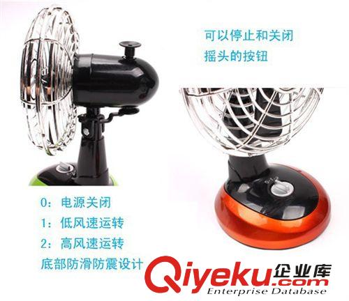 歐式復(fù)古搖頭風(fēng)扇 電池可搖頭迷你風(fēng)扇 USB風(fēng)扇 臺(tái)桌扇 塑料扇罩原始圖片2