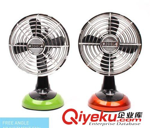 歐式復(fù)古搖頭風(fēng)扇 電池可搖頭迷你風(fēng)扇 USB風(fēng)扇 臺(tái)桌扇 塑料扇罩原始圖片3