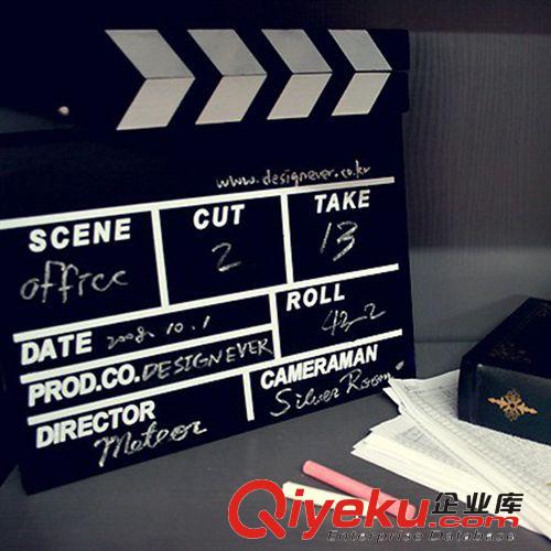 韓國(guó)款 創(chuàng)意可愛電影板小黑板 場(chǎng)記板/導(dǎo)演拍 木質(zhì)打拍板原始圖片3