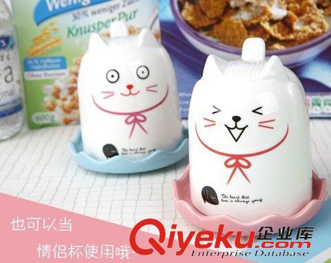 創(chuàng)意韓國招財貓馬克杯子/水杯/陶瓷/可愛帶蓋咖啡杯