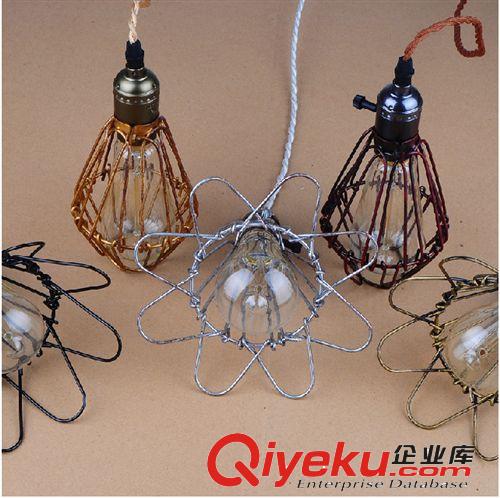 loft工業(yè)復(fù)古小鐵架吊燈燈 美式鄉(xiāng)村酒吧吧臺泡咖啡廳藝術(shù)吊燈原始圖片2