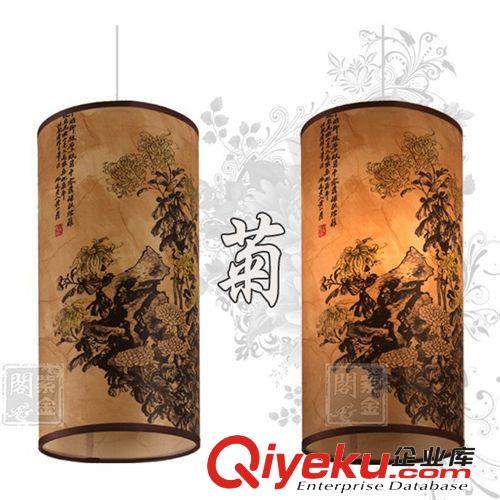 簡約圓筒中式仿古燈單頭小吊燈 古典茶樓過道燈吧臺燈梅蘭竹菊713原始圖片3
