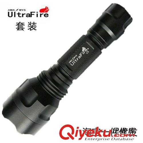 【套裝】CREE Q5旋轉變焦手電筒 LED三檔充電巡邏防身強光手電筒