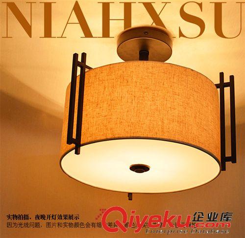 沃德燈飾供應新款美式鄉村鐵藝吸頂燈布罩吸頂燈W3006原始圖片2