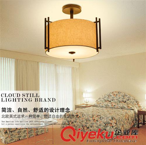 沃德燈飾供應新款美式鄉村鐵藝吸頂燈布罩吸頂燈W3006原始圖片3