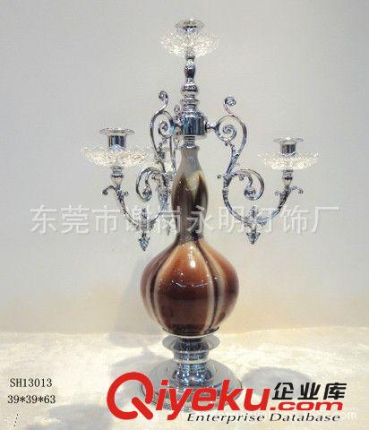 歐式現(xiàn)代咖啡色陶瓷水晶裝飾燭臺 酒店樣品房展廳gd4頭5頭燭臺