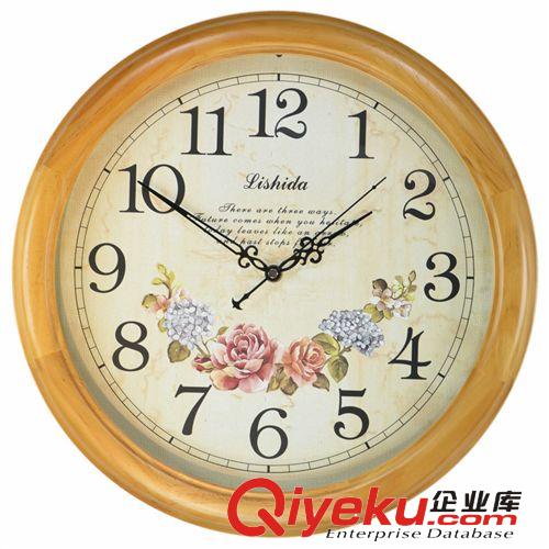 進口實木歐式靜音掛鐘 客廳田園仿古表 復古石英鐘臥室墻壁鐘表原始圖片2