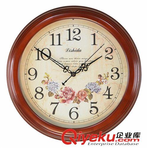 進口實木歐式靜音掛鐘 客廳田園仿古表 復古石英鐘臥室墻壁鐘表原始圖片3