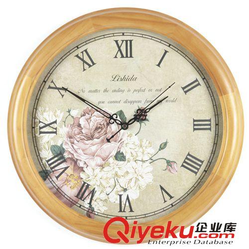 進口實木靜音掛鐘 客廳田園時尚掛表 臥室石英鐘歐式掛鐘表原始圖片2