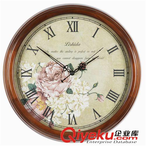 進口實木靜音掛鐘 客廳田園時尚掛表 臥室石英鐘歐式掛鐘表原始圖片3