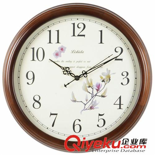 實木歐式掛鐘 客廳時尚靜音掛表石英鐘 14英寸16英寸田園掛鐘原始圖片3